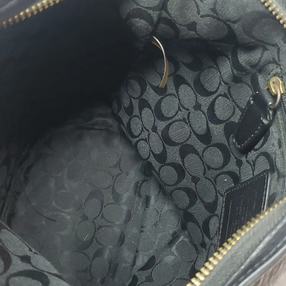 Coach black leather vintage duffle bag